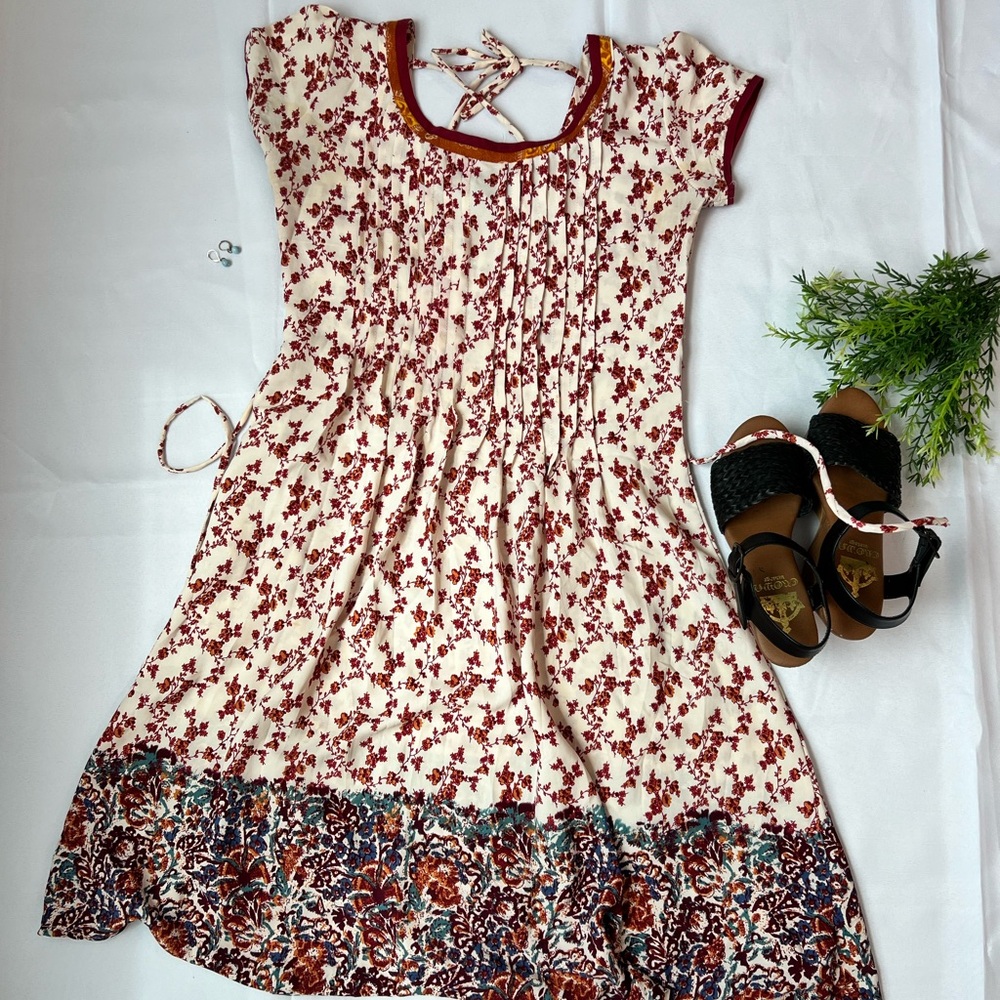 Floral print summer chiffon dress
